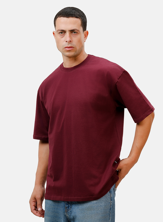 Burgundy Basic Oversize T-Shirt