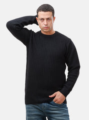 Black Basic Round Pullover