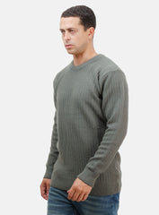 Olive Basic Round Pullover