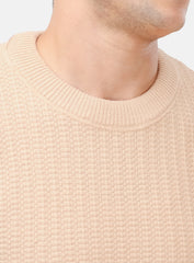 Beige Basic Round Pullover
