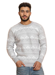 Grey Off white Design 2426 S Round Pullover