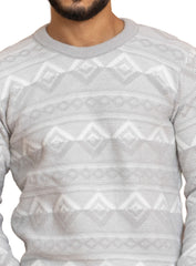 Grey Off white Design 2426 S Round Pullover
