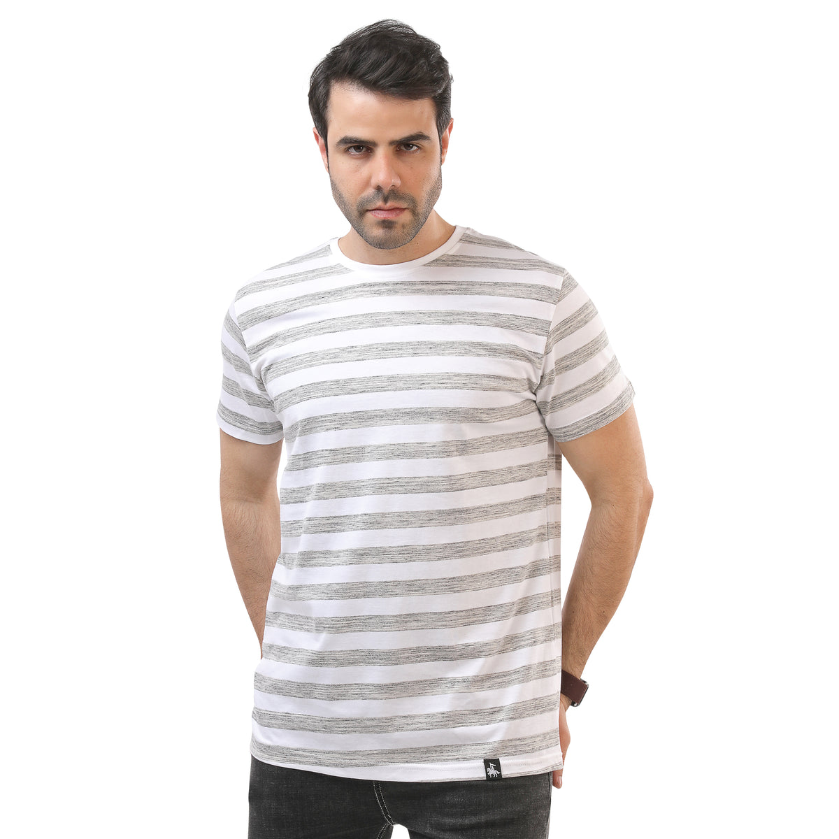 Striped T-Shirt White - Gray