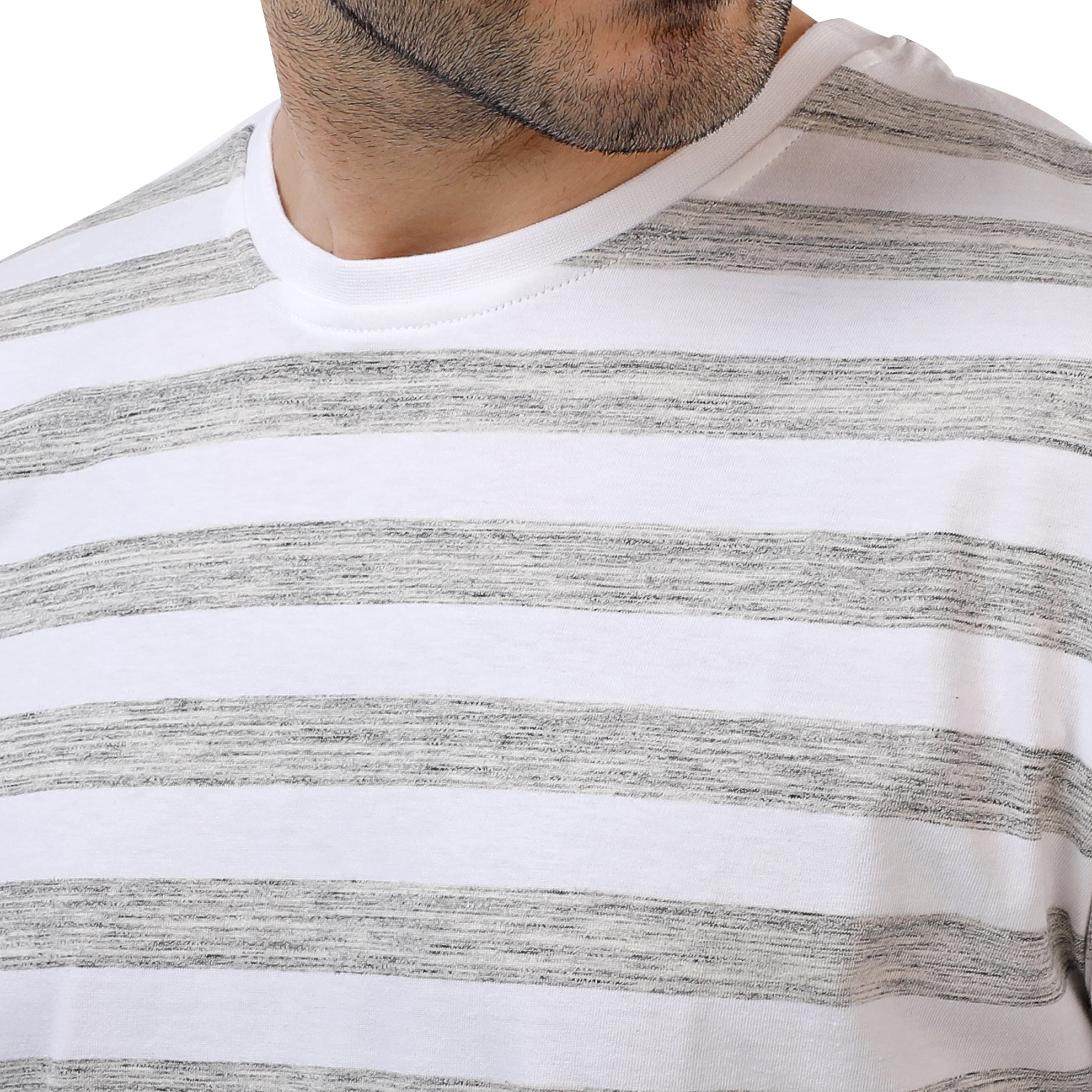 Striped T-Shirt White - Gray