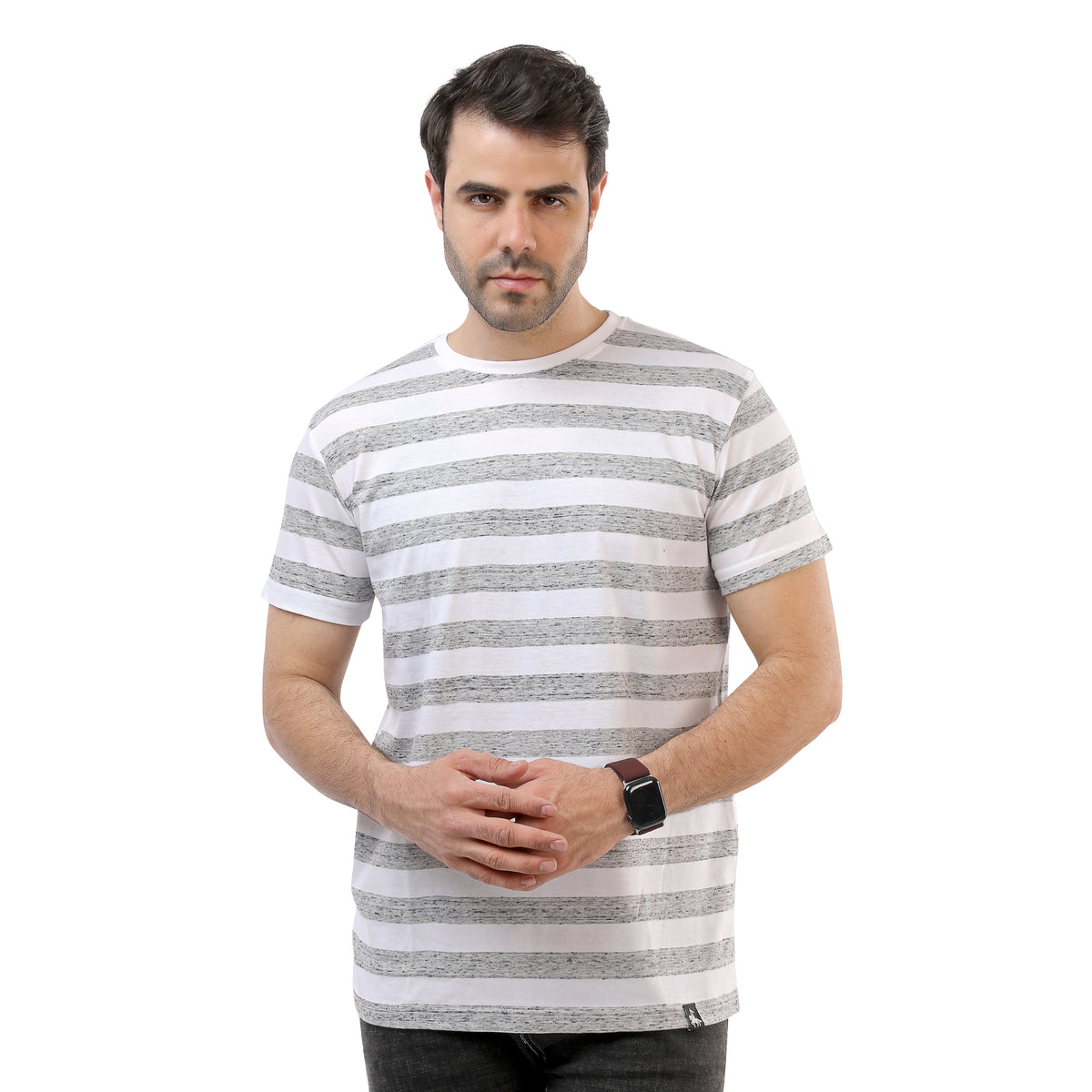 Striped T-Shirt White - Gray Dots
