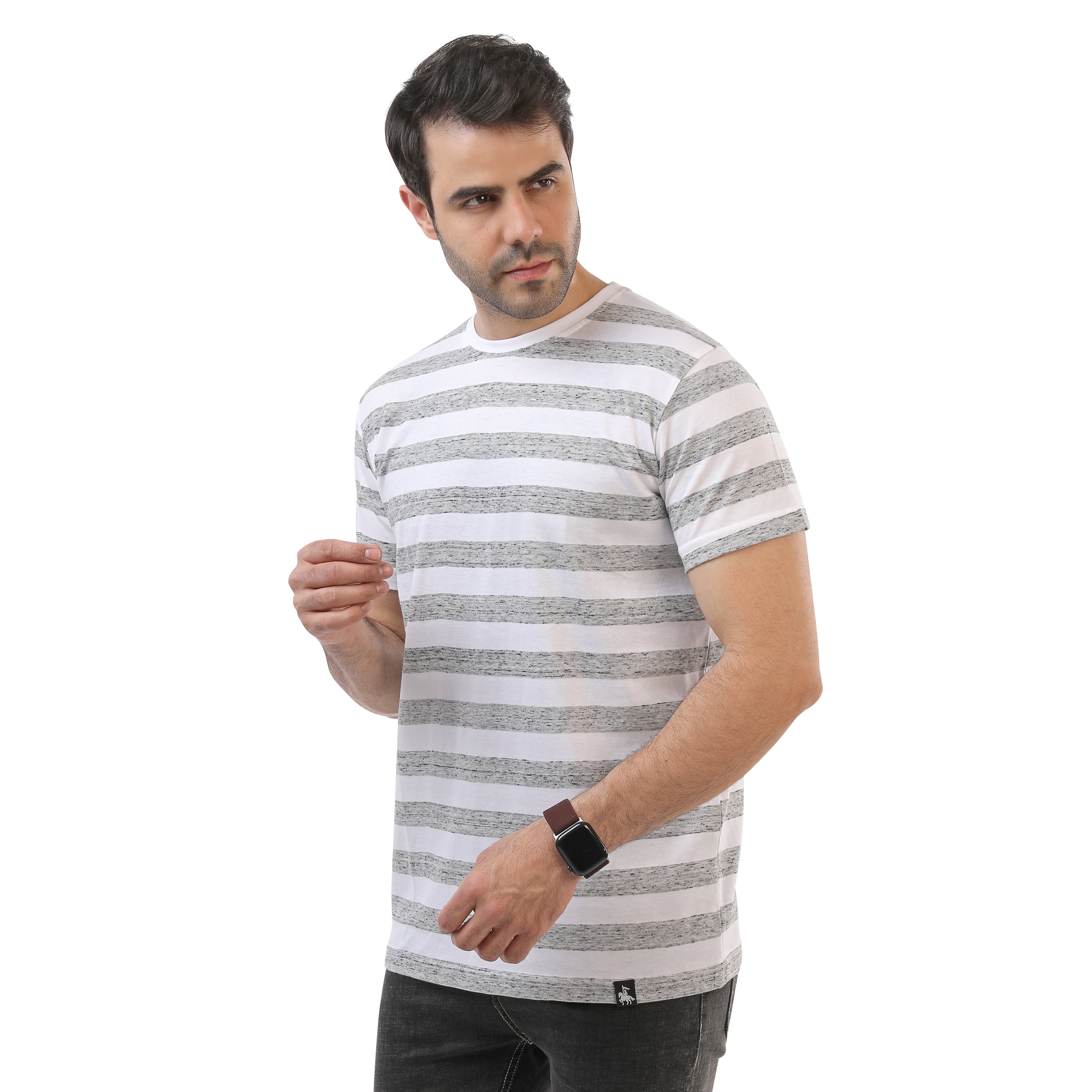 Striped T-Shirt White - Gray Dots