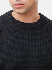 Black Basic Round Pullover