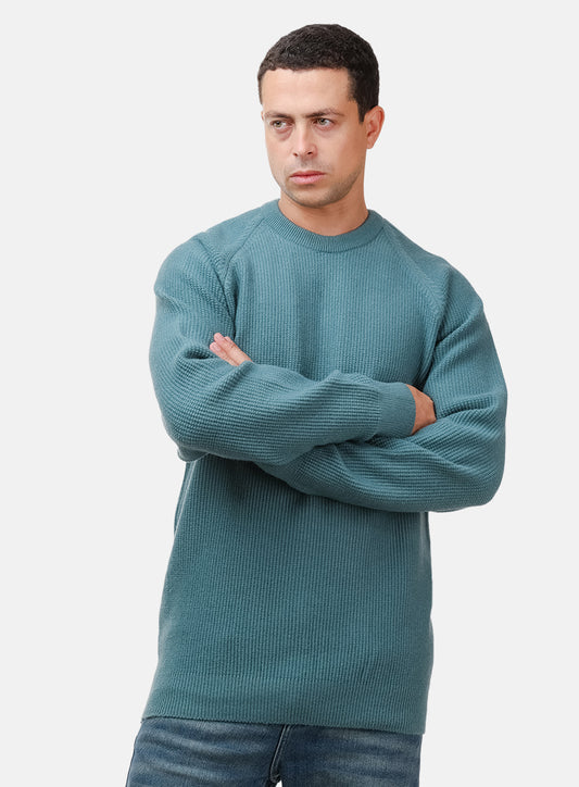 Green Olive Basic Round Pullover