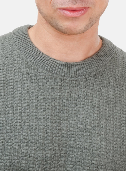 Olive Basic Round Pullover