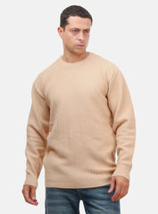 Beige Basic Round Pullover