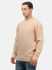Beige Basic Round Pullover