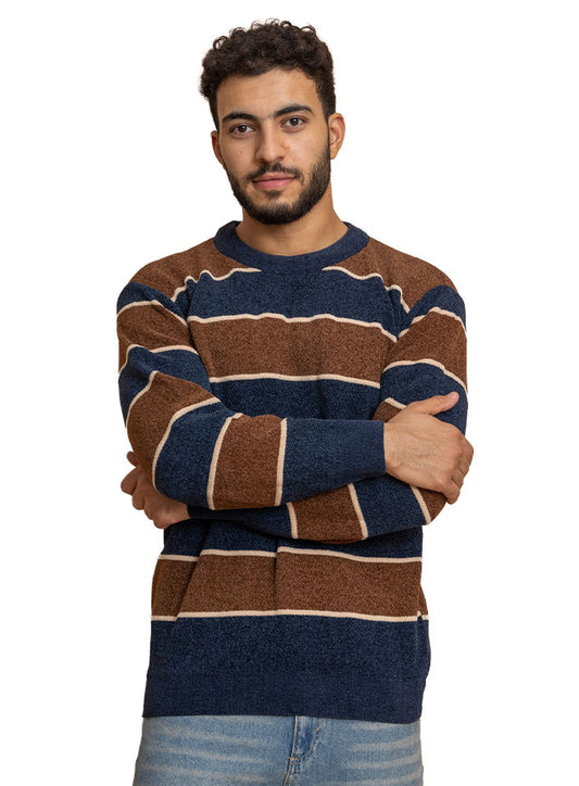 Indigo-Brown Design 2425 S-Round Pullover