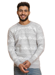 Grey Off white Design 2426 S Round Pullover