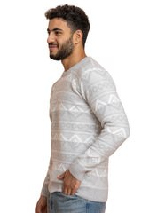 Grey Off white Design 2426 S Round Pullover
