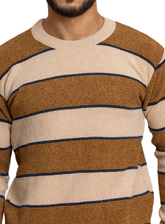 Brown-Beige Design 2425 S-Round Pullover